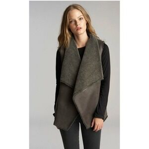 Velvet Graham & Spencer Gray Faux Suede Sherpa‎ Vest Women's Size Small